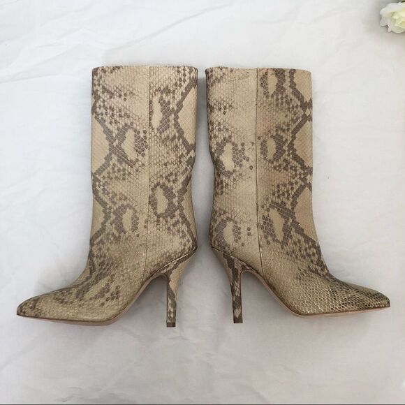 NEW PARIS TEXAS Slip On Leather Boots 36 Snake Print Pointy Toe Boho Western - Picture 8 of 15